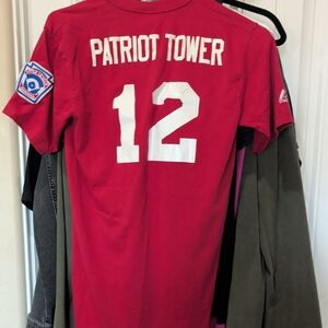 Majestic Red Patriot Tower Jersey with Number 12